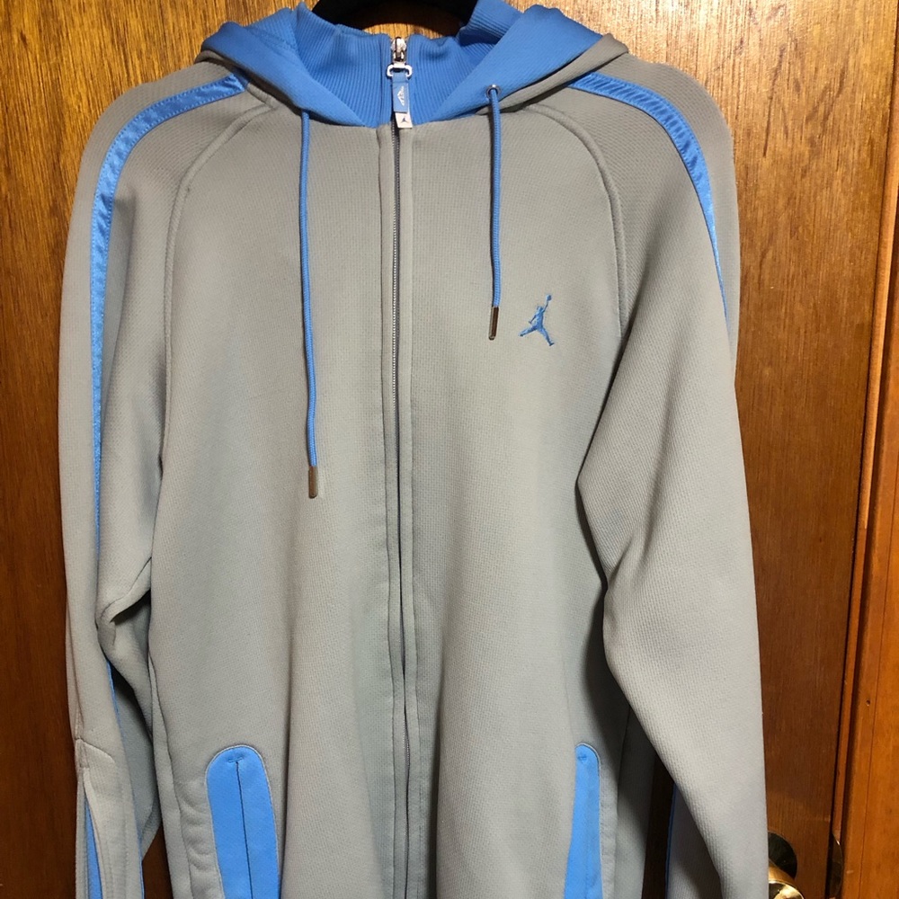Air Jordan Melo Tracksuit M Pants Gray & Blue UNC Men Full Zip Joggers Vintage